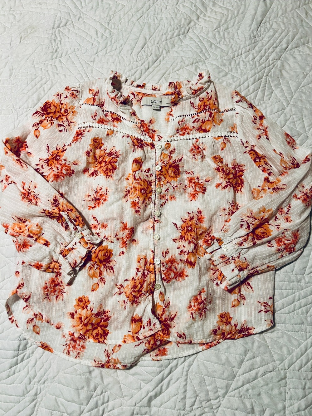 LOFT Floral Print Peasant Blouse